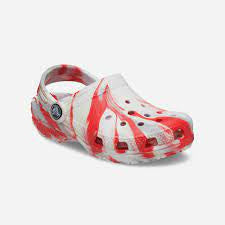206838-1AZ CROCS MARBLED WHT/RED TODDLER