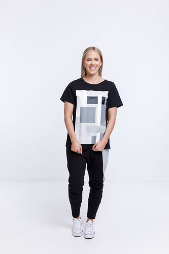 HL37003 COLOUR BLOCK TEE BLK