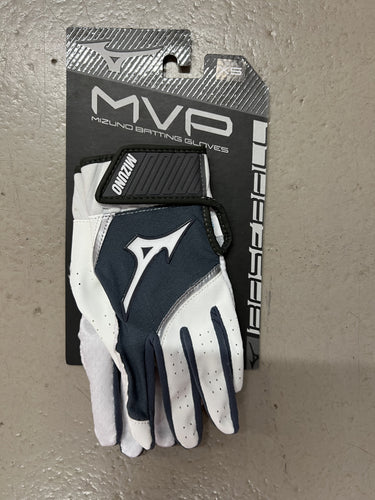 Mizuno Adult MVP Baseball Batting Gloves White/Gold Medium