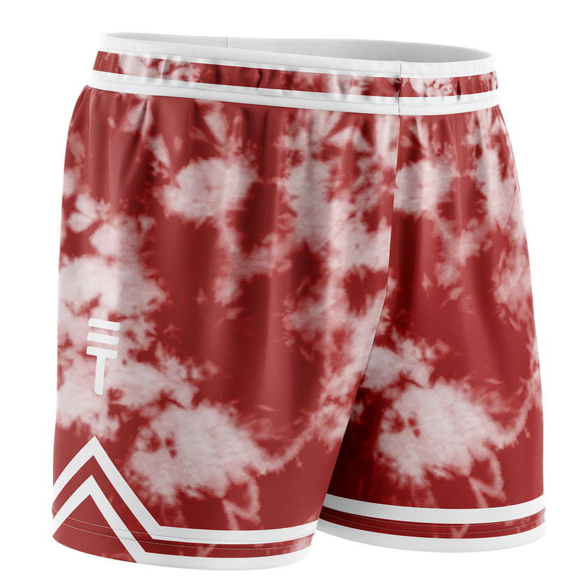 TT TIE DYE MAROON KIDS SHORTS